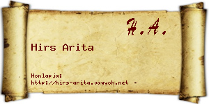 Hirs Arita névjegykártya
